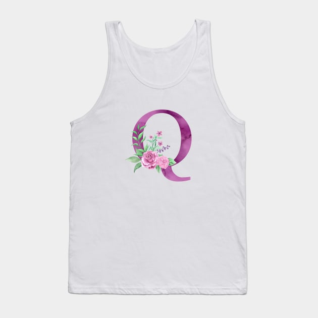 Floral Monogram Q Beautiful Rose Bouquet Tank Top by floralmonogram